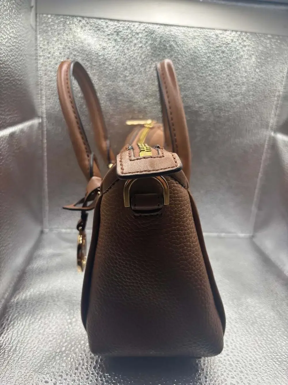 Michael Kors Carine Extra Small Pebbled Leather Satchel in Luggage